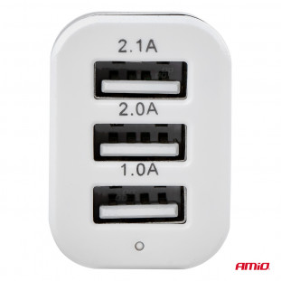Telefoon oplader 3xUSB wit PCH-03