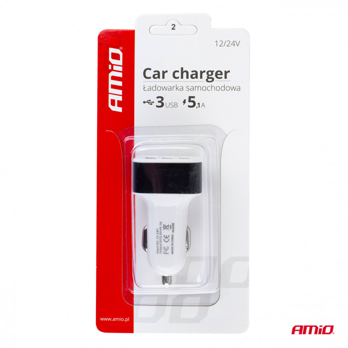 Telefoon oplader 3xUSB wit PCH-03