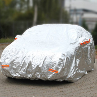 Autohoes met ritssluiting, reflecterend, 120gr + katoen, Zilver, maat: M, 430x165x120cm