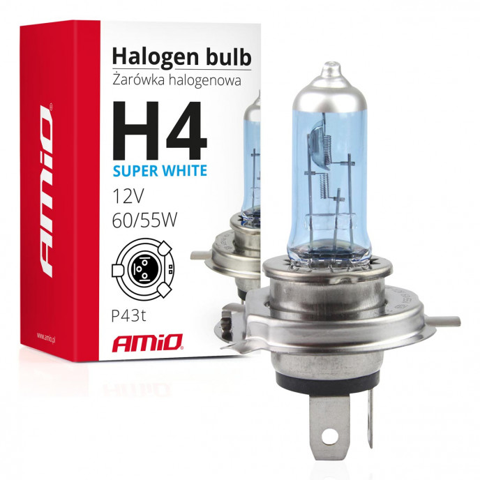 Halogeenlamp H4 12V 60/55W UV-filter (E8) Super Wit