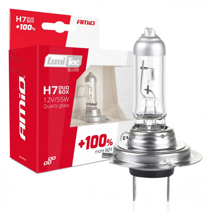 Halogeenlampen H7 12V 55W LumiTec ZILVER +100% DUO