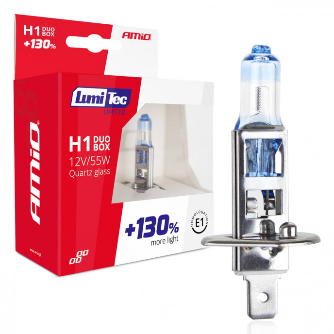 Halogeenlampen H1 12V 55W LumiTec LIMITED +130% DUO