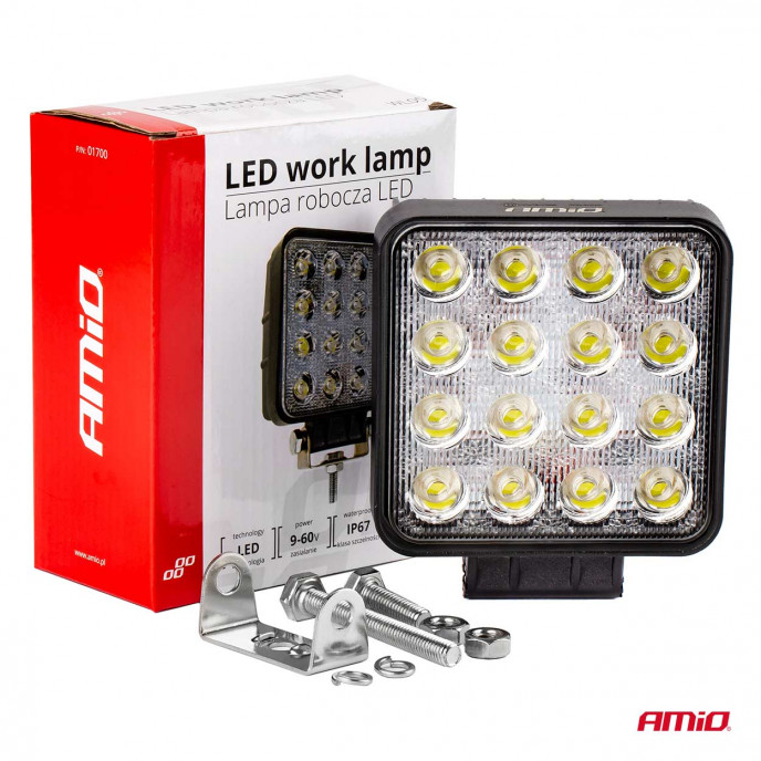 Werklamp AWL05 EMC 48W VLAK 9-60V, afm.: 108x108x57mm