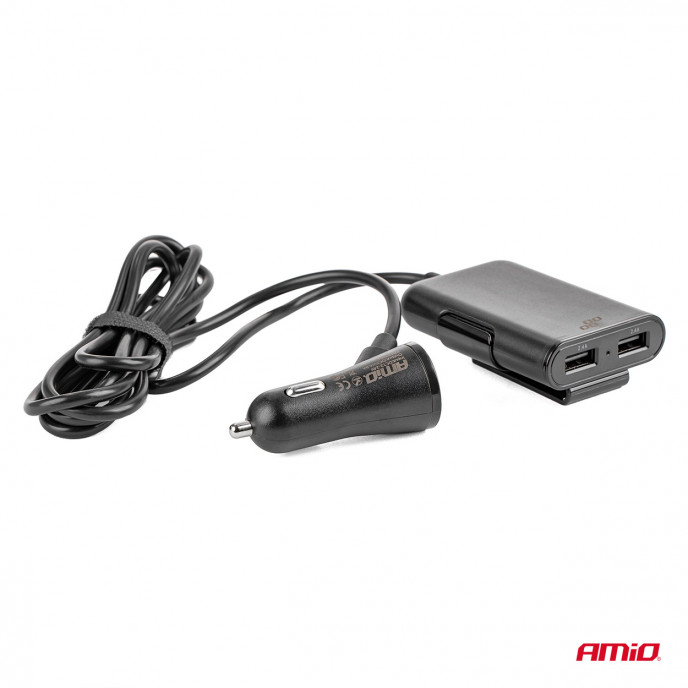 Telefoonoplader voor-achter met verlengsnoer 4 USB