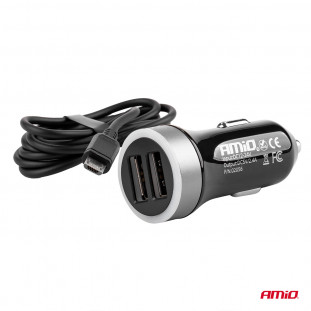 Autolader PCH PRO-01 microUSB+2xUSB 2.4A 12/24V