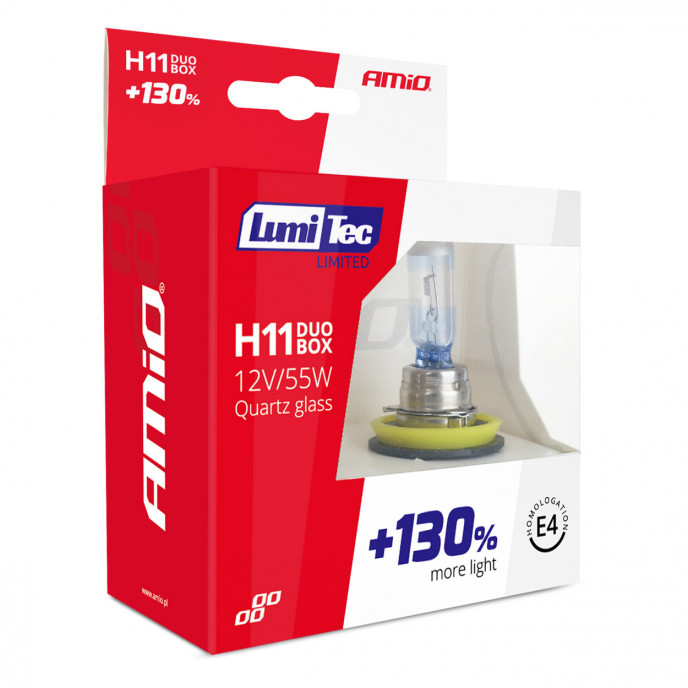 Halogeenlampen H11 12V 55W LumiTec LIMITED +130% DUO