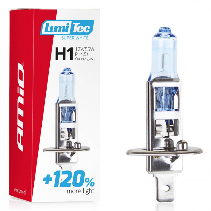 Halogeenlamp H1 12V 55W LumiTec Super White +120%