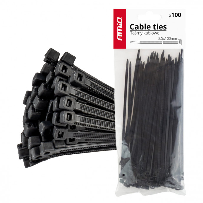 Kabelbinders zwart 2,5x100mm - 100 stuks
