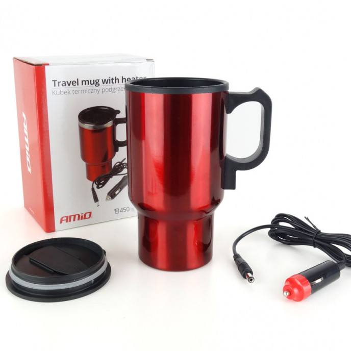 DC Car waterkoker/mok 450ml rode kleur 12V