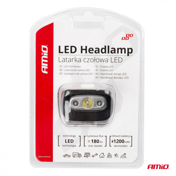 Koplamp LED 3W 1200mA oplaadbaar 180Flux IPX4