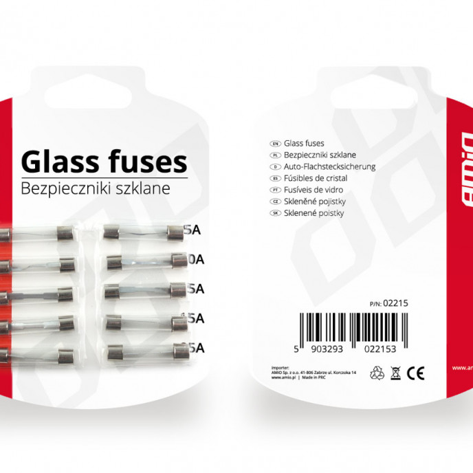 Glaszekeringen 10 stuks, assortiment