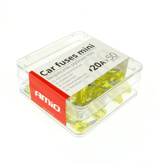 Auto mes zekeringen mini box 50 stuks 20A