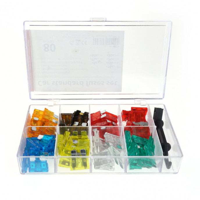 ATO steek zekering assortiment, 80 stuks met trekker