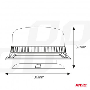 LED Waarschuwingslamp W03M magnetisch R65 R10 36LED 12/24V IP56 AMIO-02295