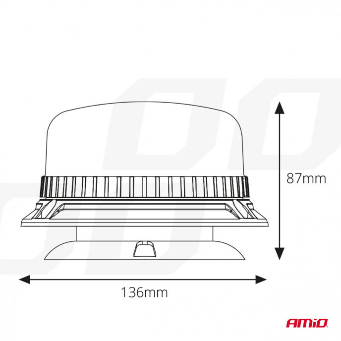 LED Waarschuwingslamp W03M magnetisch R65 R10 36LED 12/24V IP56 AMIO-02295