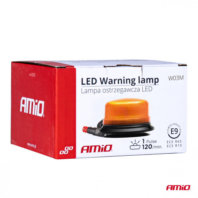 LED Waarschuwingslamp W03M magnetisch R65 R10 36LED 12/24V IP56 AMIO-02295