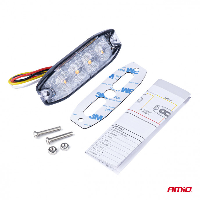 LED Waarschuwingslamp 4 LED R65 R10 12-24V AMIO-02298