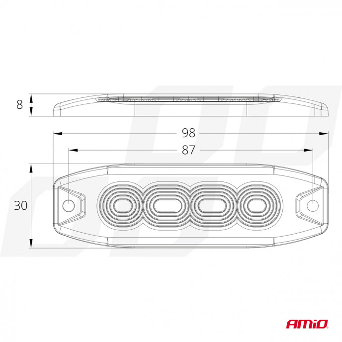 LED Waarschuwingslamp 4 LED R65 R10 12-24V AMIO-02298