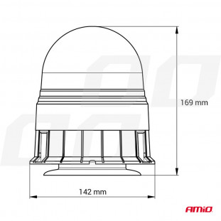 Waarschuwingslamp W02M Magnetisch R65 R10 39LED 12/24V IP56 AMIO-02300