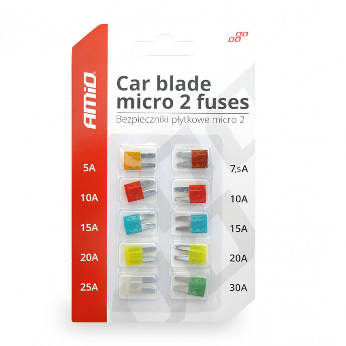MICRO 2 zekering 10 stuks blister, assortiment 