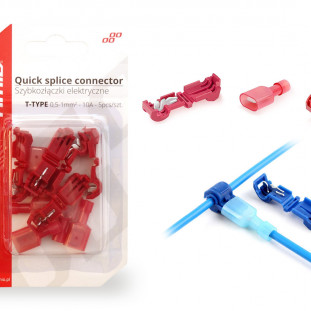 T-Type Quick Connect Connector 0,5-1mm2 10A 5st blister