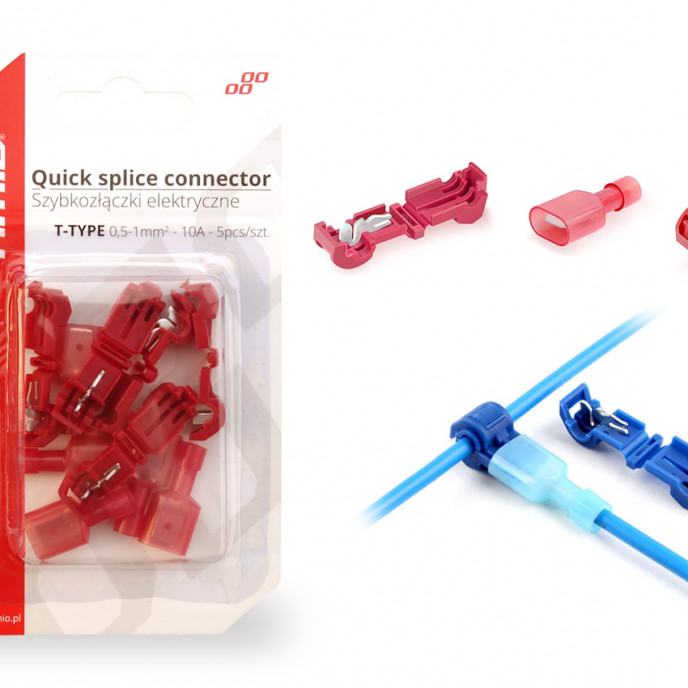 T-Type Quick Connect Connector 0,5-1mm2 10A 5st blister