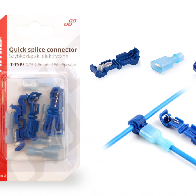 T-Type Quick Connect Connector 0,75-2,5mm2 15A 5st blister
