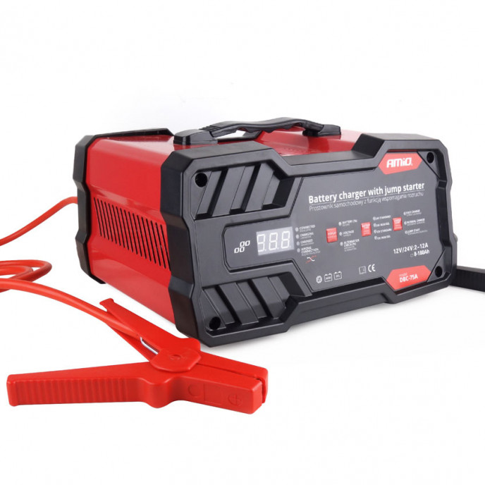 Acculader 12A 12/24V met starthulp 12V 75 A