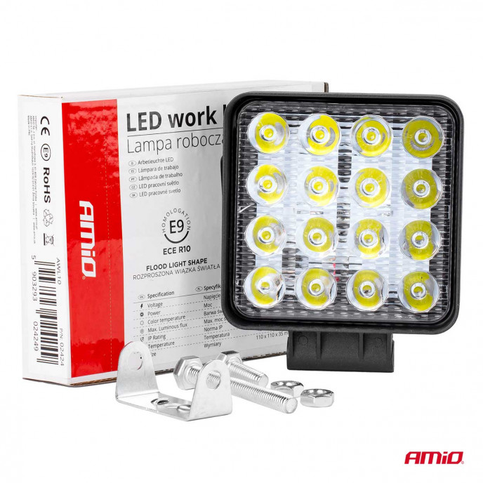 Werklamp LED 9-36V, afmeting 110x110mm