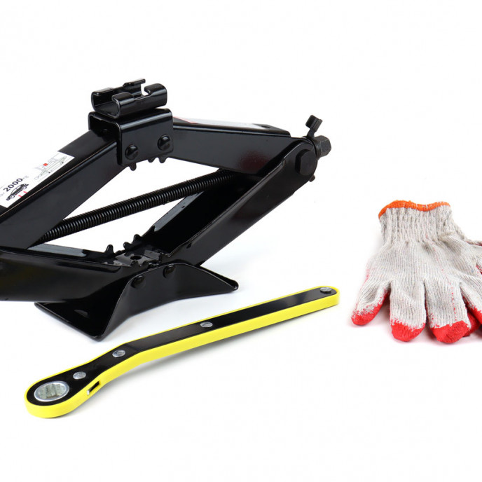 Schaarkrik met handslinger 2T en gratis handschoenen, 2000kg