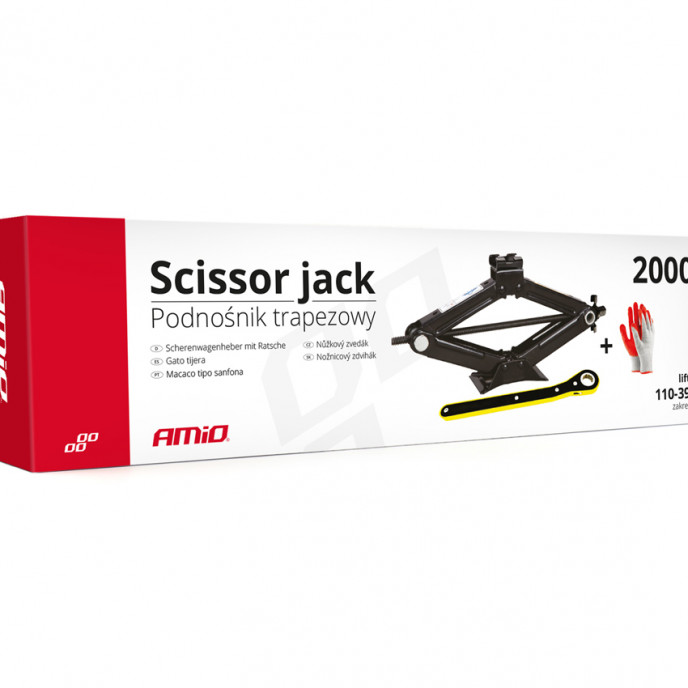 Schaarkrik met handslinger 2T en gratis handschoenen, 2000kg