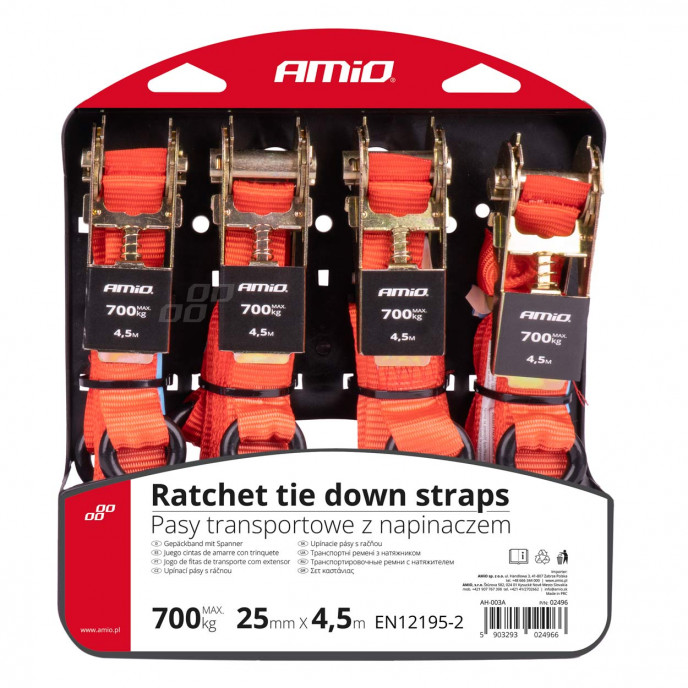 Ratel spanset 700kg 25mm 4,5m 4st BELT-03