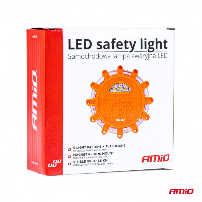 Weg Draagbare LED-waarschuwingslamp met werkende zaklampfunctie 3xAAA IP65 12SMD + 3SMD