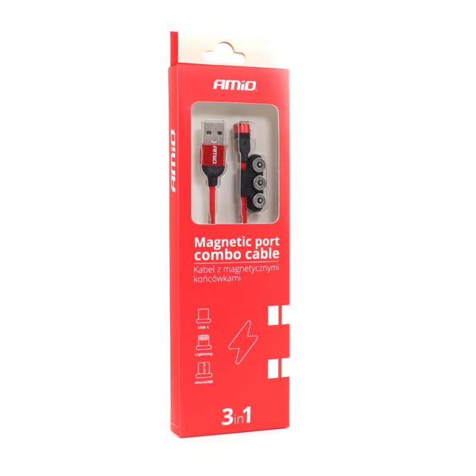 Magnetische poort Combo kabel Lightning/USB C/micro USB 1m UC-08