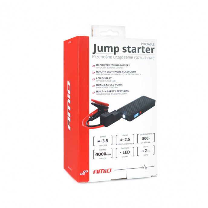 Draagbare Jumpstarter met Powerbank 12V 4Ah 800A SJ02