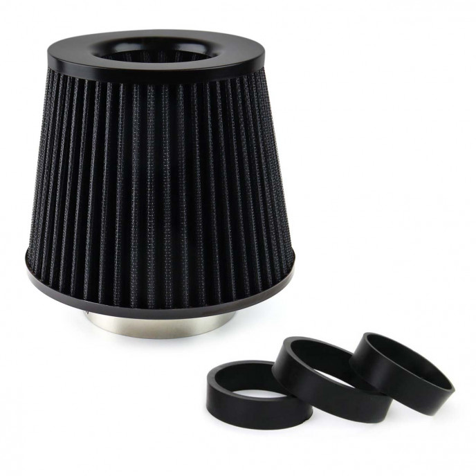 Car Air Conical Filter zwart, universeel, 3 montageadapters AMIO-02546