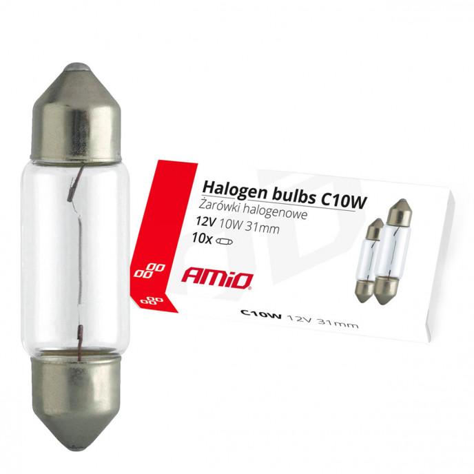 Halogeenlampen C10W Soffitlucht 31mm 12V 10st