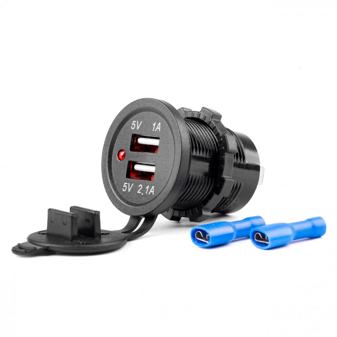 Waterdichte telefoonoplader 2xUSB 12/24V MOD-03
