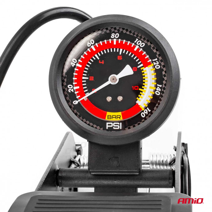 HQ Ø55mm voetpomp met enkele zuiger met manometer en adapters PU06