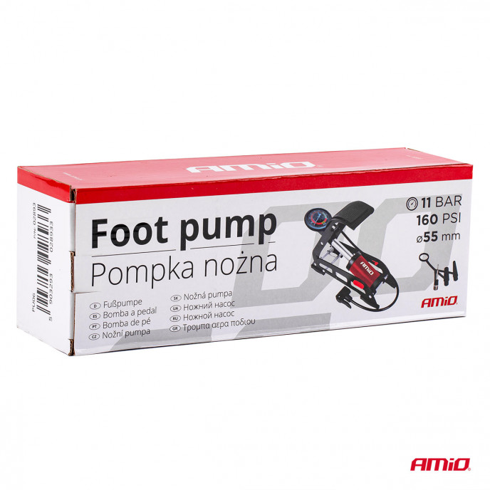 HQ Ø55mm voetpomp met enkele zuiger met manometer en adapters PU06