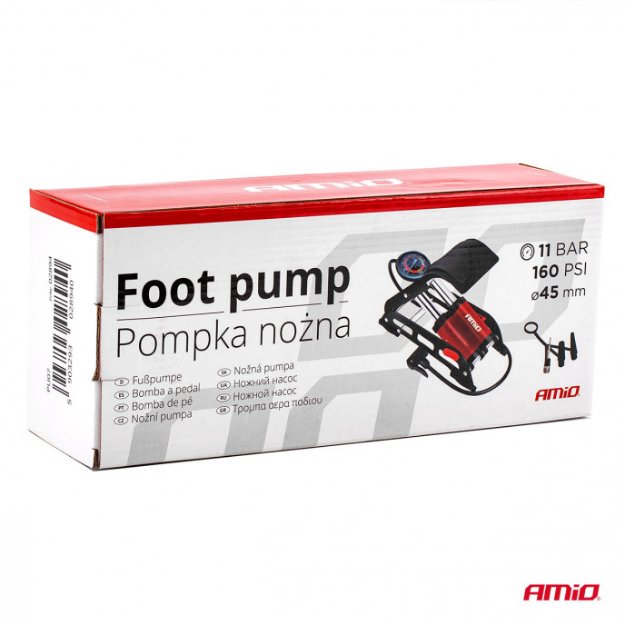 HQ Dubbele zuiger 2xØ45mm voetpomp met manometer en adapters PU07