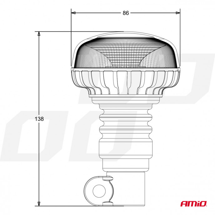 LED Waarschuwingslamp flex R65 R10 12V 24V W21pl AMIO-02921