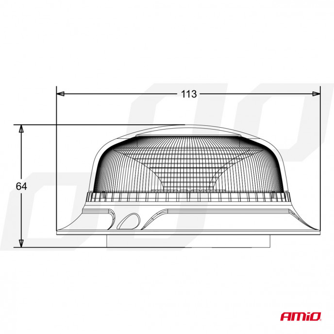 LED Waarschuwingslamp W21m Magnetisch / 3 schroeven R65 R10 18LED 12/24V IP56 AMIO-02925