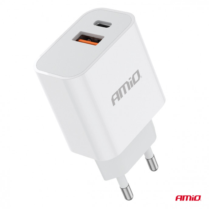 Wandlader PCH PRO-09 USB+USB-C 20W Quick Charge 230V