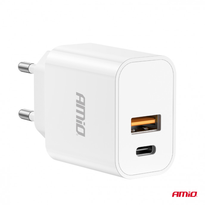 Wandlader PCH PRO-09 USB+USB-C 20W Quick Charge 230V