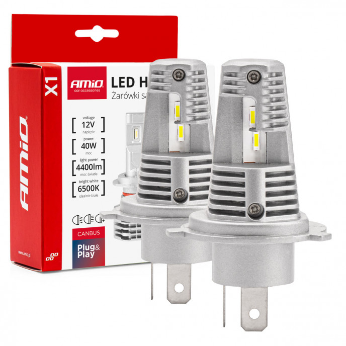 LED-koplampen X1-serie H4/H19 AMiO-02965