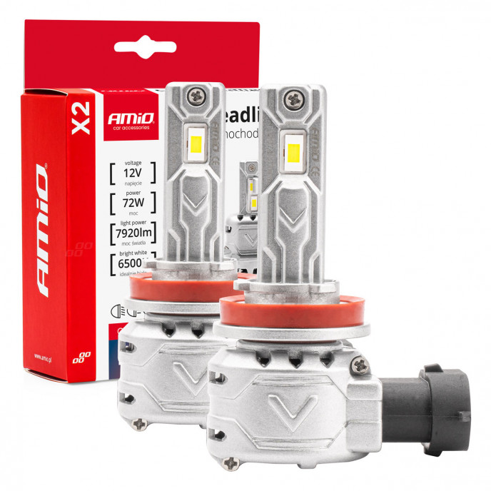 LED-koplampen X2-serie H8/H9/H11/H16 AMiO-02974