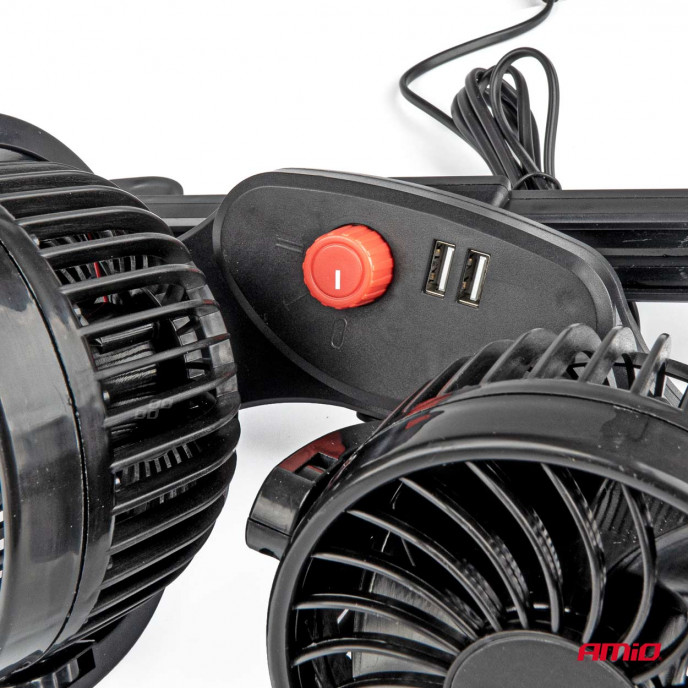 Autoventilator voor hoofdsteun met USB-oplader 2x4