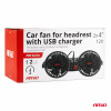 Autoventilator voor hoofdsteun met USB-oplader 2x4