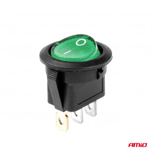 Ronde schakelaar met Groen Licht 12/24V 20A AAN/UIT
